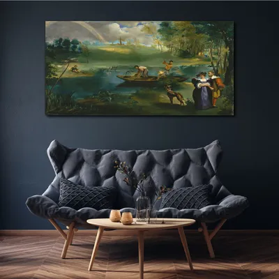 Produktbild von Coloray Bild aus Leinwand 140x70 Leinwand Dekoration - Wald-Fluss
