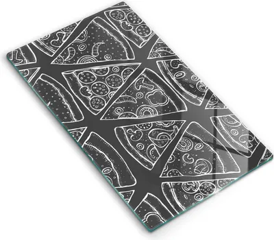 Produktbild von Abdeckung Glas - Küchenabdeckung - 30x52 cm - Abdeckplatte - Pizzaillustration
