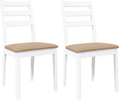 Produktbild von Esszimmerstühle mit Kissen 2 Stk. Weiß Massivholz Gummibaum