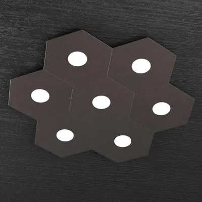 Obrázok produktu pre Moderné stropné svietidlo Hexagon Metal Brown 7 svetiel Led 12X7W