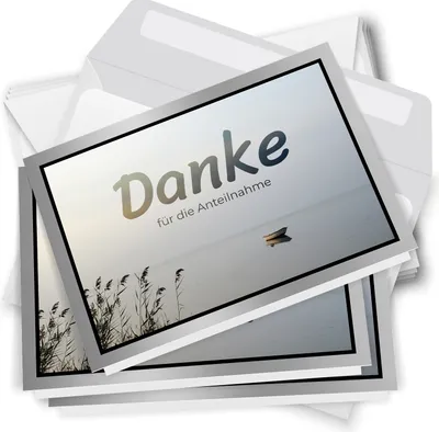Produktbild von Trauer Danksagungskarten inklusive Umschlag | Motiv: Boot am Steg, 10 Stück | Dankeskarten DIN A6 Set | Grußkarten-Trauerkarten Danksagung Danke sagen