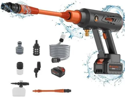 Image de Nettoyeur haute pression portable de 580 PSI | Nettoyeur portable à batterie avec accessoires