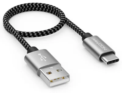 Produktbild von deleyCON 0,30m Nylon USB-C Kabel Ladekabel Datenkabel USB Typ C
