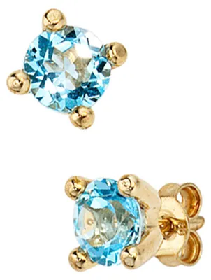 Produktbild von Ohrstecker Stecker Ohrschmuck mit Blautopas 333 Gold Gelbgold 6.5mm Damen