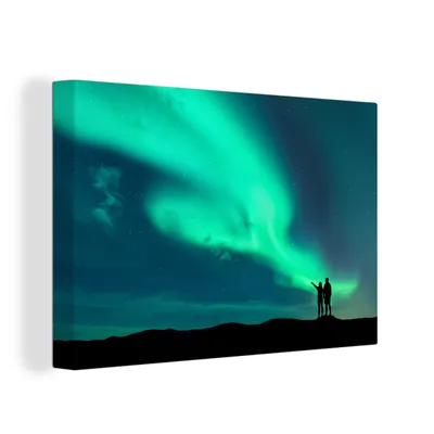 Produktbild von OneMillionCanvasses® - Leinwandbilder - 150x100 cm, Nordlichter - Schatten - Norwegen, Wandbilder Kunstdruck Wanddekoration
