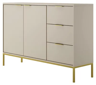 Productafbeelding van Moderne commode van kasjmier met gouden handgrepen - ideaal voor woonkamer en slaapkamer