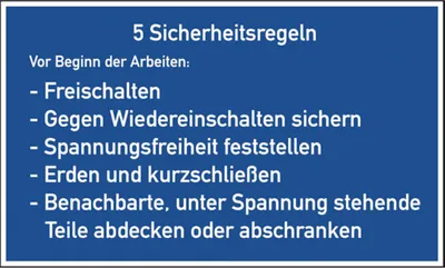 Produktbild von Dreifke® Aushang, 5 Sicherheitsregeln - deutsch | PVC | 200x120 mm, 1 Stk