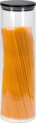 Produktbild von Vorratsglas - H 27 cm - Borosilikatglas - mit schwarzem Bambusdeckel - 1320 ml