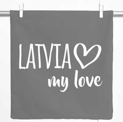 Produktbild von Huuraa Kissenbezug Latvia my love 40x40cm Steel Grey Baumwolle Dekokissenbezug Geschenkidee