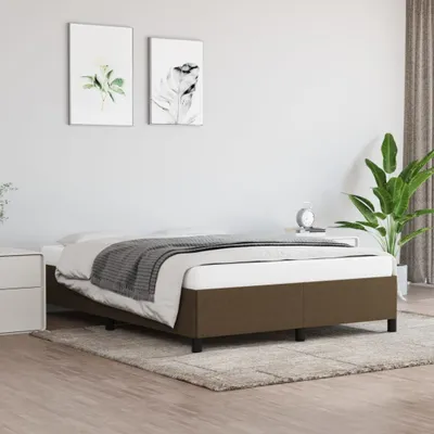 Produktbild von vidaXL Bettgestell Dunkelbraun 140x190 cm Stoff - Bettgestell - Bettgestelle - Bettrahmen - Bett