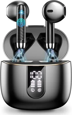 Produktbild von Bluetooth 5.3 In-Ear Kopfhörer mit 4 Mikrofonen, 48h Laufzeit, HiFi Bass Sound, ENC Noise Cancelling, IP7 wasserdicht, USB-C Ladecase