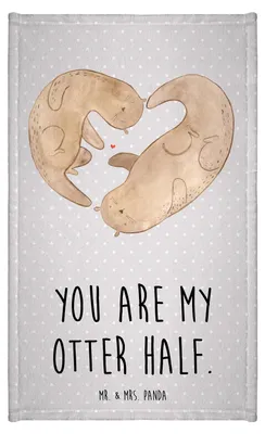 Produktbild von Mr. & Mrs. Panda Handtuch Otter Herz - Grau Pastell - Geschenk, Liebe, Gästehandtuch 30x50, Hochzeitstag, gäste wc, Klein, badezimmer, Gästetuch