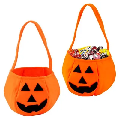 Produktbild von Halloween-Taschen – 2 Stück – Wiederverwendbare Beutel zur Süßigkeitenaufbewahrung mit Kürbismotiv