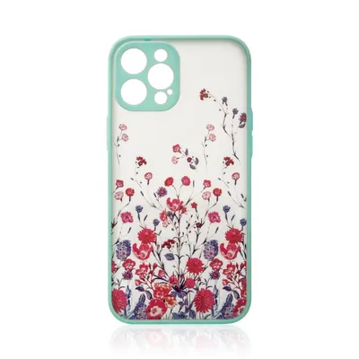 Produktbild von Türkise Blumenhülle für iPhone 13 - Stylisch & Schutz KP24736