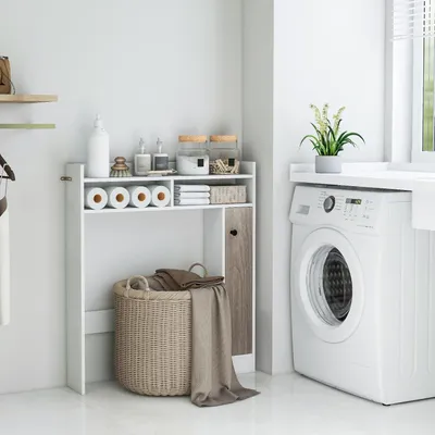 Produktbild von Famanu Toilettenschrank mit verstellbaren Regalen - Weiß