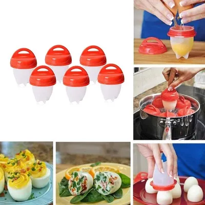Produktbild von 6 Stück Eier Kocher Silikon BPA Frei Eikocher Dampfgarer Schongarer für 6 Eier