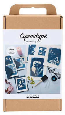 Produktbild von Creativ Company Bastelset Cyanotypie Blau DIY Sonnenlicht Blaupause Set