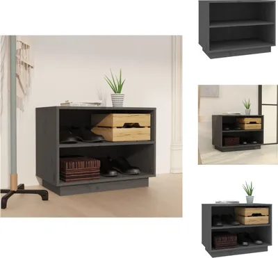 Zdjęcie produktu dla vidaXL Szafka na buty szara 60x34x45 cm lite drewno sosnowe - Stojaki i szafki na buty