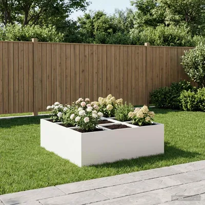 Image de Maison Exclusive - Jardinière blanche, 100 x 100 x 20 cm, en acier laminé à froid