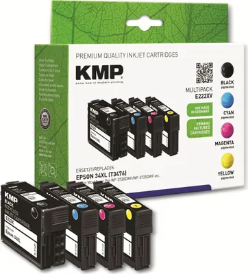 Produktbild von KMP Patrone Epson 34XL(T3476) bk,c,m,y 1x1100,3x950S.E222XV remanufactured