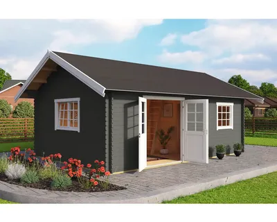 Produktbild von Lasita Maja Gartenhaus / Homeoffice / Ferienhaus Caroline Set Gold Carbongrau, Farbe:carbongrau, Dachform:Satteldach