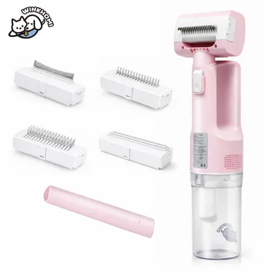 Produktbild von WINKHOMI 5-in-1 Akku-Tierhaarstaubsauger kabellos, 5 Aufsätze, 3 Saugstufen, USB-aufladbar, für Hunde, Katzen, Sofa, Kleidung und Auto - Pink