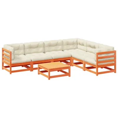 Produktbild von vidaXL 7-tlg. Garten-Sofagarnitur mit Kissen Wachsbraun Kiefernholz