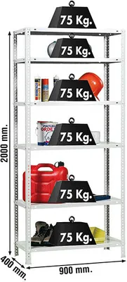 Produktbild von Metallregal ADVANTAGE 6/400 BRANCA