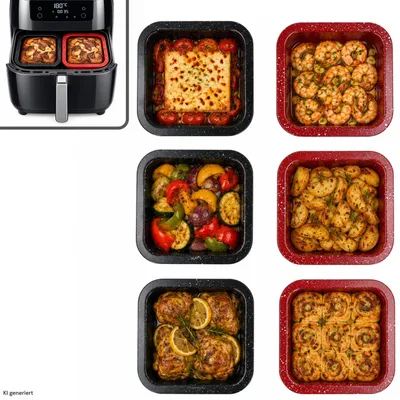 Zdjęcie produktu dla Zestaw 6 sztuk, foremki do pieczenia "Cina", kwadratowe, 12x12 cm, do frytkownicy bezolejowej, piekarnika i zapiekanek