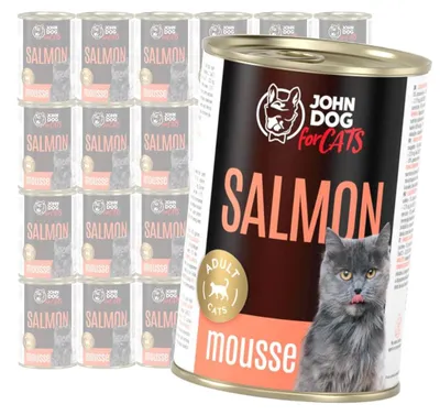 Zdjęcie produktu dla John Dog for Cats Mus z Łososiem 24x400g Bezzbożowa Mokra Karma Dla Kota