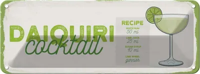 Produktbild von vianmo Blechschild 10x27 cm Daiquiri Cocktail Recipe