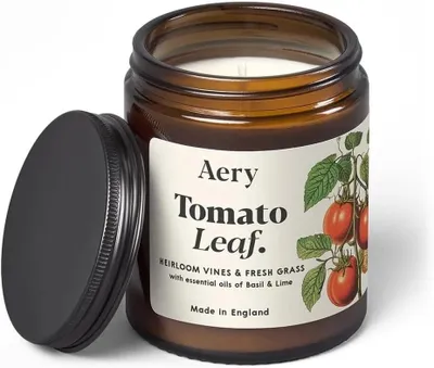 Productafbeelding van Tomatenblad glazen pot soja wax kaars - Heirloom wijnstokken & vers gras met etherische oliën van basilicum en limoen