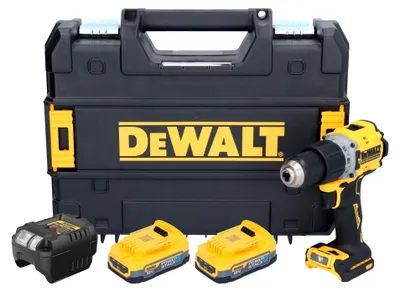 Immagine prodotto di Trapano a percussione a batteria DeWalt DCD 805 E2T 18 V 90 Nm senza spazzole + 2x batteria Powerstack 1,7 Ah + caricatore + TSTAK