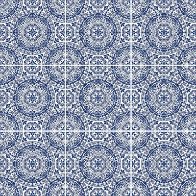Obrázek produktu pro Samolepicí nálepky na obklady do kuchyně a koupelny – 9 nálepek ve stylu Azulejos Mina – 9 nálepek, 20 x 20 cm
