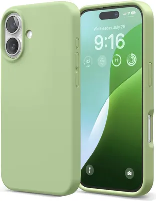Produktbild von Conie TPU Schutzhülle für iPhone 16 Plus Tasche Case Cover Bumper Silikon Mikrofaser Inlay Hülle in Grün matt