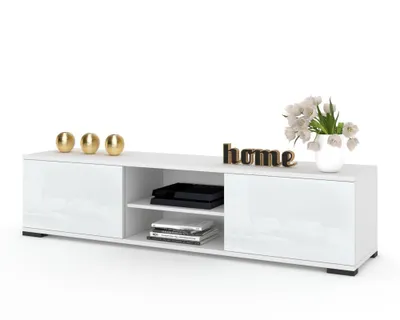Produktbild von Fernsehschrank TV-Lowboard KING STEHEND Weiß Matt/Weiß Hochglanz 140cm