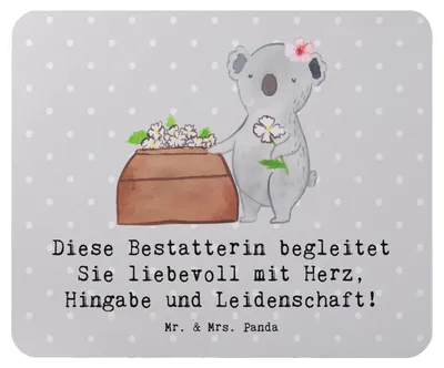 Produktbild von Mr. & Mrs. Panda Mauspad Bestatterin Herz - Grau Pastell - Geschenk, Mousepad, pc, mousematte, Mouse Pad, mausteppich