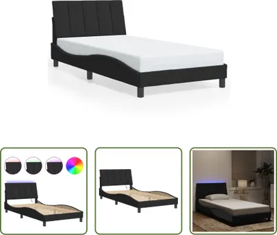 Produktbild von The Living Store Bettgestell mit LED-Leuchten Schwarz 100x200 cm Samt