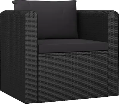 Image de vidaXL Fauteuil avec coussins Poly Rattan Noir