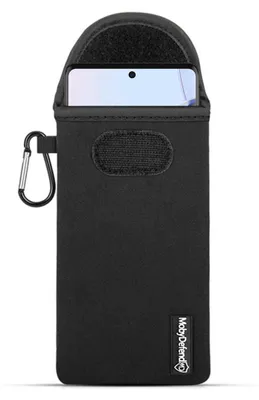 Productafbeelding van MobyDefend Hoesje - Geschikt voor  Motorola Edge 30 Ultra -  Neopreen Pouch Met Karabijnhaak - Insteek - Riemlus  - Zwart