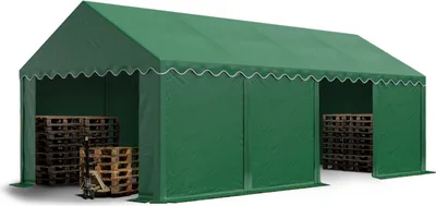 Produktbild von TOOLPORT Lagerzelt 4x8 m Zelthalle Unterstand Weidezelt PVC Plane 700 N wasserdicht in dunkelgrün