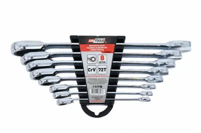 AWTOOLS Ratschen-Ringschlüssel-Set 8-teilig 8-22 mm mit Umschaltfunktion