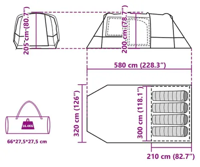 Produktbild von vidaXL Tunnelzelt 4 Personen Grün Wasserdicht