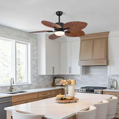 Immagine prodotto di Ventilatore da soffitto AIORBER con luce e telecomando, 132 cm, ventilatore silenzioso, 6 velocità, intensità regolabile, modalità estate-inverno, marrone