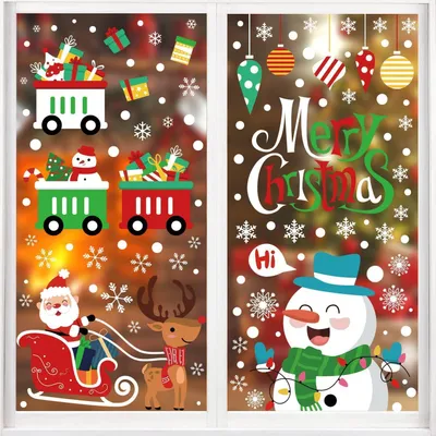 Obrázok produktu pre Vianočné nálepky na okná, 400 kusov, 8 listov, samolepiace, PVC, opakovane použiteľné, rozmer 21x28 cm