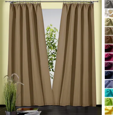 Produktbild von heimtexland ® Dekoschal Baumwolle Uni Gardine Kräuselband Schlaufen Vorhang Blickdicht Natur Typ625 Bandschal HxB 245x135 cm Schlamm