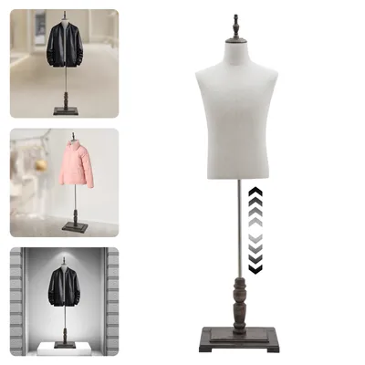 Image de Mannequin de présentation, modèle masculin, hauteur réglable de 150 à 180 cm, avec portant à vêtements et présentoir