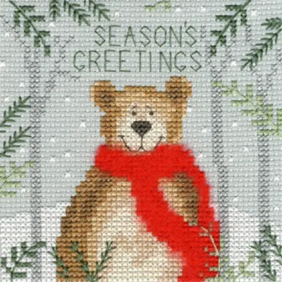 Zdjęcie produktu dla Bothy Threads zestaw do haftu krzyżykowego "Świąteczny miś", 10x10cm, XMAS9, wzór do liczenia