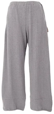 Produktbild von Palazzohose aus Baumwolle, Jaquard Pluderhose mit Fischgrätenmuster - Grau, Damen, Baumwolle(Bio),Elasthan, Größe: L
