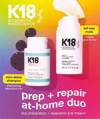 Produktbild von K18 Prep + Repair Duo Pre Shampoo 50ml + Mask 50ml - Reparatur-Set